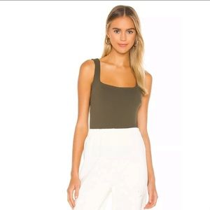 Free People square off tank in army green